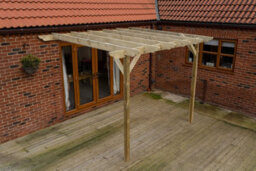 Arbor Garden Solutions Lean To Wooden Garden Pergola Kit - Dinasty Design Wall Mounted Gazebo, 2.4M X 4.2M (Natural Finish) - thumbnail 3