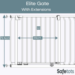 Safetots Elite Pressure Safety Gate, 198Cm - 207Cm, Matt Grey, Pressure Fit Stair Gate - thumbnail 3