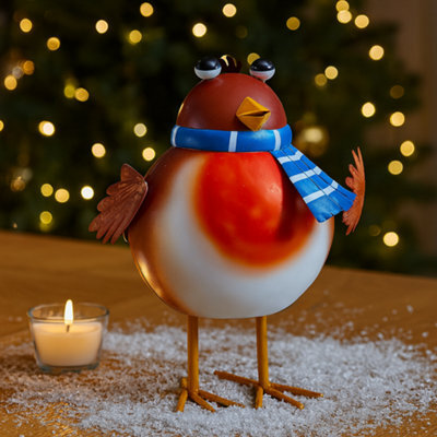 Christmas Rockin Robin Ornament Metal Decoration - image 1