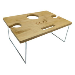 Summit Portable Bamboo Wine Glass & Snack Table Wooden Picnic Table Graze Cheese Board - thumbnail 4