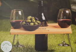 Summit Portable Bamboo Wine Glass & Snack Table Wooden Picnic Table Graze Cheese Board - thumbnail 3