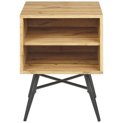 Beliani Bedside Table In Light Brown Mdf With 2 Open Shelves - Compact Freestanding Bedside Table For Bedroom Storage - image 1
