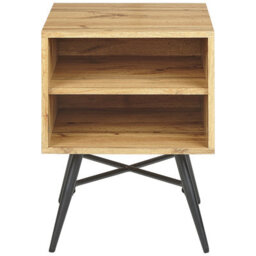 Beliani Bedside Table In Light Brown Mdf With 2 Open Shelves - Compact Freestanding Bedside Table For Bedroom Storage - thumbnail 1