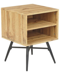 Beliani Bedside Table In Light Brown Mdf With 2 Open Shelves - Compact Freestanding Bedside Table For Bedroom Storage - thumbnail 3