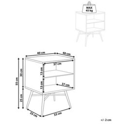 Beliani Bedside Table In Light Brown Mdf With 2 Open Shelves - Compact Freestanding Bedside Table For Bedroom Storage - thumbnail 4