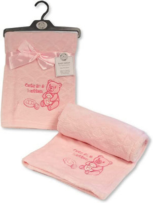 Kav Baby Cute Button Wrap Fleece Blanket For Girl/boy Super Soft Teddy Bear Image Blankets For Newborn Babies, Toddlers (Pink)