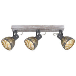 Luminosa Lighting Luminosa Mori Ceiling Spotlight Bar Antique White Whitewashed 3X E27 - thumbnail 3