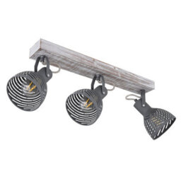 Luminosa Lighting Luminosa Mori Ceiling Spotlight Bar Antique White Whitewashed 3X E27 - thumbnail 2
