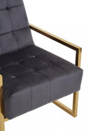 Orsina Grey Velvet Arm Chair, Comfortable Armchair With Button Tufting, Velvet Upholstery Lounge Chair For Home - thumbnail 8