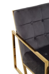 Orsina Grey Velvet Arm Chair, Comfortable Armchair With Button Tufting, Velvet Upholstery Lounge Chair For Home - thumbnail 5