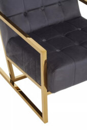 Orsina Grey Velvet Arm Chair, Comfortable Armchair With Button Tufting, Velvet Upholstery Lounge Chair For Home - thumbnail 6