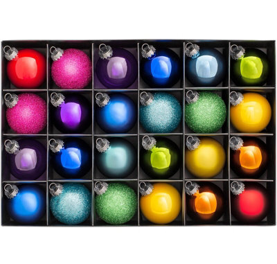 Werchristmas Set Of 24 6 Cm Multicolour Glass Christmas Tree Baubles - image 1