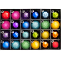 Werchristmas Set Of 24 6 Cm Multicolour Glass Christmas Tree Baubles - thumbnail 1