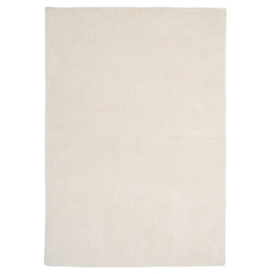 Loomed Off White Beige Luxury Plush Soft Pile Living Area Rug 120Cm X 170Cm - image 1