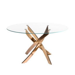 Angel Cerda Round Dining Table Tempered Glass And Pink Steel - thumbnail 1
