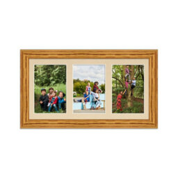 AK Frames 40X20Cm Oak Classic Multi Photo Frame With Ivory Mount - Holds 3 Apertures (3X) 6X4 Photos - thumbnail 1