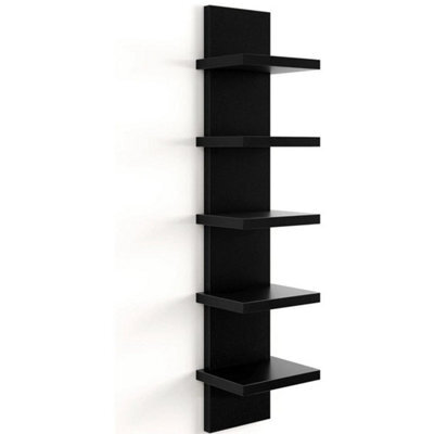 Black 5 Tier Shelving Display Shelf Wall Mounted Bookcase Storage Rack Plant Stand - image 1