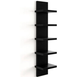 Black 5 Tier Shelving Display Shelf Wall Mounted Bookcase Storage Rack Plant Stand - thumbnail 1
