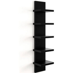 Black 5 Tier Shelving Display Shelf Wall Mounted Bookcase Storage Rack Plant Stand - thumbnail 2