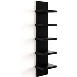 Black 5 Tier Shelving Display Shelf Wall Mounted Bookcase Storage Rack Plant Stand - thumbnail 3