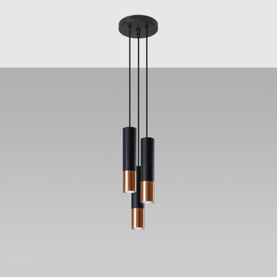 Sollux Lighting Loopez Steel Black/copper 3P Light Classic Pendant Ceiling Light - image 1