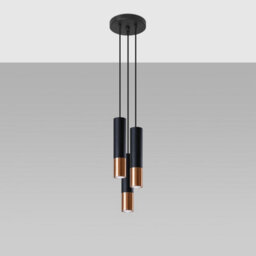 Sollux Lighting Loopez Steel Black/copper 3P Light Classic Pendant Ceiling Light - thumbnail 1