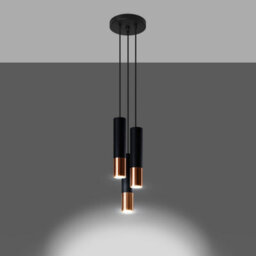 Sollux Lighting Loopez Steel Black/copper 3P Light Classic Pendant Ceiling Light - thumbnail 2