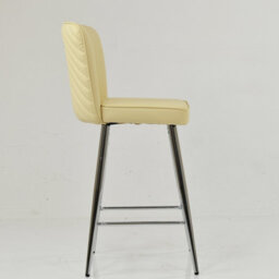 Lakeland Furniture Padstow Cream Faux Leather Chrome Fixed Base Bar Stool - thumbnail 4