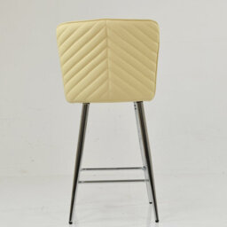 Lakeland Furniture Padstow Cream Faux Leather Chrome Fixed Base Bar Stool - thumbnail 5