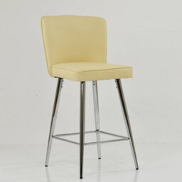 Lakeland Furniture Padstow Cream Faux Leather Chrome Fixed Base Bar Stool - thumbnail 3