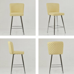 Lakeland Furniture Padstow Cream Faux Leather Chrome Fixed Base Bar Stool - thumbnail 6