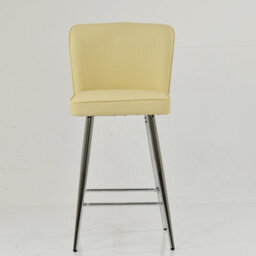 Lakeland Furniture Padstow Cream Faux Leather Chrome Fixed Base Bar Stool - thumbnail 2