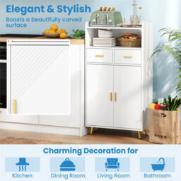 2 Door Buffet Sideboard Kitchen Storage Cabinet With 2 Doors White - thumbnail 6