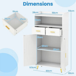 2 Door Buffet Sideboard Kitchen Storage Cabinet With 2 Doors White - thumbnail 2