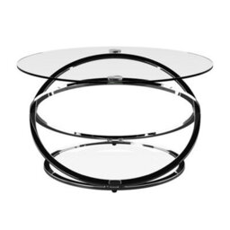 Aspect Furniture Monarch Clear Glass Round Coffee Table Chrome Base - thumbnail 5