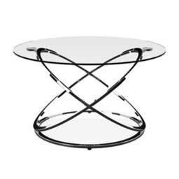 Aspect Furniture Monarch Clear Glass Round Coffee Table Chrome Base - thumbnail 4