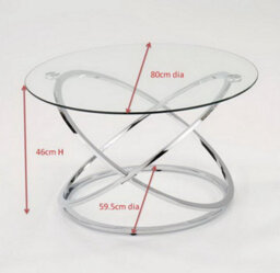 Aspect Furniture Monarch Clear Glass Round Coffee Table Chrome Base - thumbnail 3