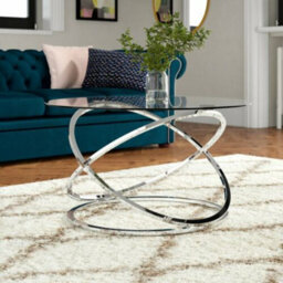 Aspect Furniture Monarch Clear Glass Round Coffee Table Chrome Base - thumbnail 1