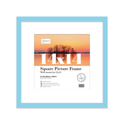 "14X14"" Light Blue Picture Frame - 14X14"" Square Frame With 12X12"" Mount For 14X14""/12X12"" Pictures Moderrn Style Thin Edge, 1 Pack" - image 1