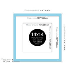 "14X14"" Light Blue Picture Frame - 14X14"" Square Frame With 12X12"" Mount For 14X14""/12X12"" Pictures Moderrn Style Thin Edge, 1 Pack" - thumbnail 2