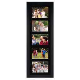 AK Frames 26X8 Black Modern Multi Photo Frame With Black Mount - Holds 5 Apertures (5X) 6X4 Photos - thumbnail 1