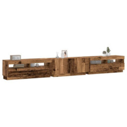 Berkfield Tv Cabinet With Led Lights Old Wood 300X35X40 Cm Engineered Wood