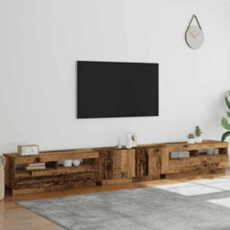 Berkfield Tv Cabinet With Led Lights Old Wood 300X35X40 Cm Engineered Wood - thumbnail 4