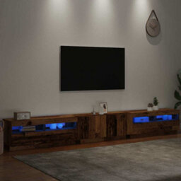 Berkfield Tv Cabinet With Led Lights Old Wood 300X35X40 Cm Engineered Wood - thumbnail 5
