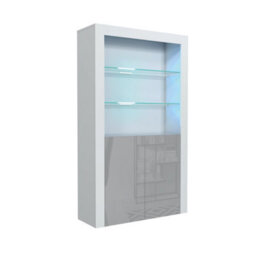Creative Furniture Spectrum Display Cabinet 170Cm - White & Grey Gloss Doors And Led Lights - thumbnail 8