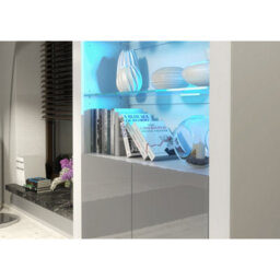 Creative Furniture Spectrum Display Cabinet 170Cm - White & Grey Gloss Doors And Led Lights - thumbnail 4