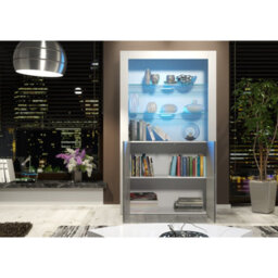 Creative Furniture Spectrum Display Cabinet 170Cm - White & Grey Gloss Doors And Led Lights - thumbnail 3