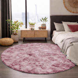 Aspire Homeware Non-Slip Tie Dye Pink Shaggy Rug Soft Fluffy Washable, Round Living Area And Bedroom Rug, (L)120Cm X (W)120Cm - thumbnail 7