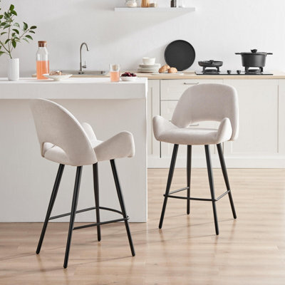 Furniturebox Uk 2X Layla Cream Fabric Bar Chairs - image 1