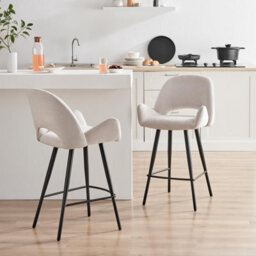Furniturebox Uk 2X Layla Cream Fabric Bar Chairs